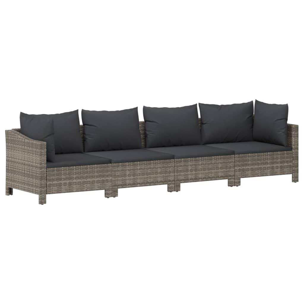 6 Piece Garden Lounge Set with Cushions Grey Poly Rattan