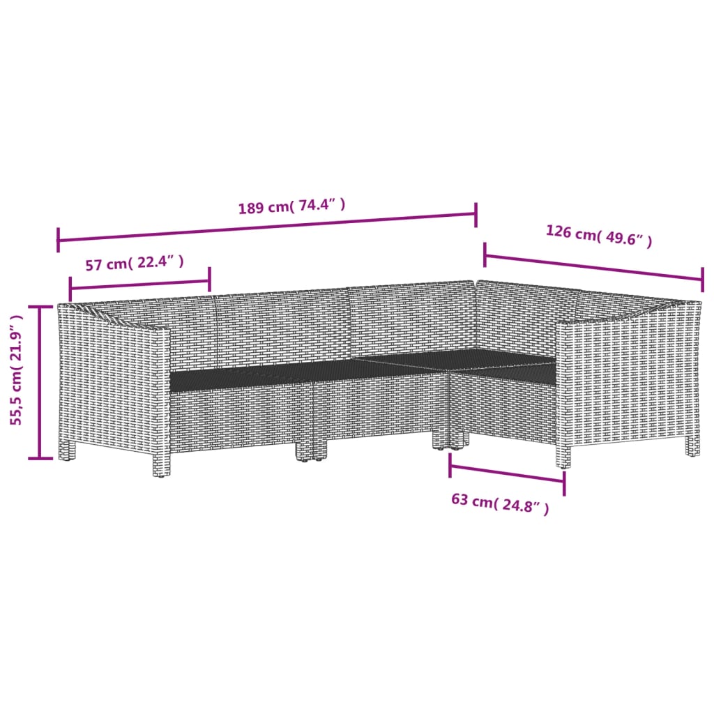 6 Piece Garden Lounge Set with Cushions Grey Poly Rattan