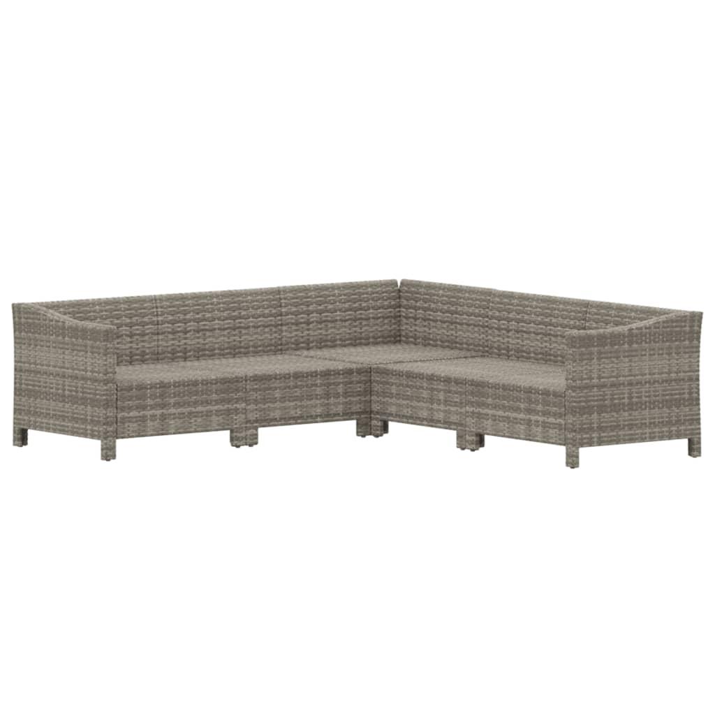 5 Piece Garden Lounge Set with Cushions Grey Poly Rattan