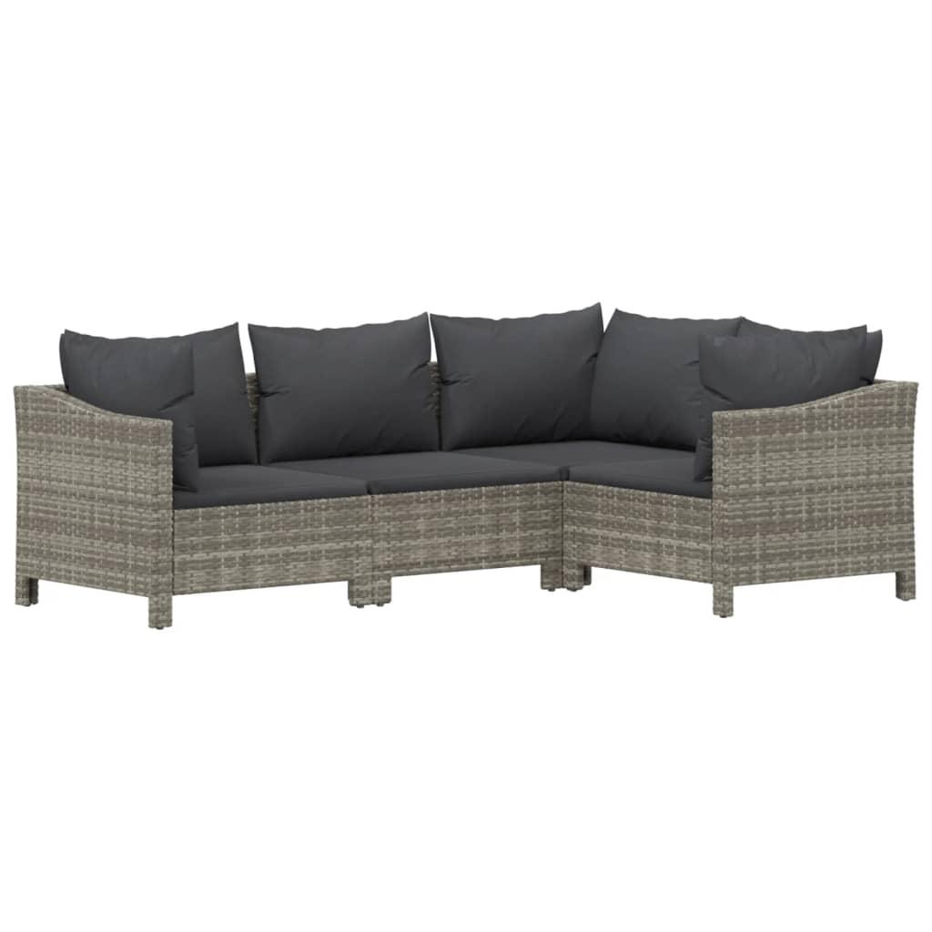 6 Piece Garden Lounge Set with Cushions Grey Poly Rattan