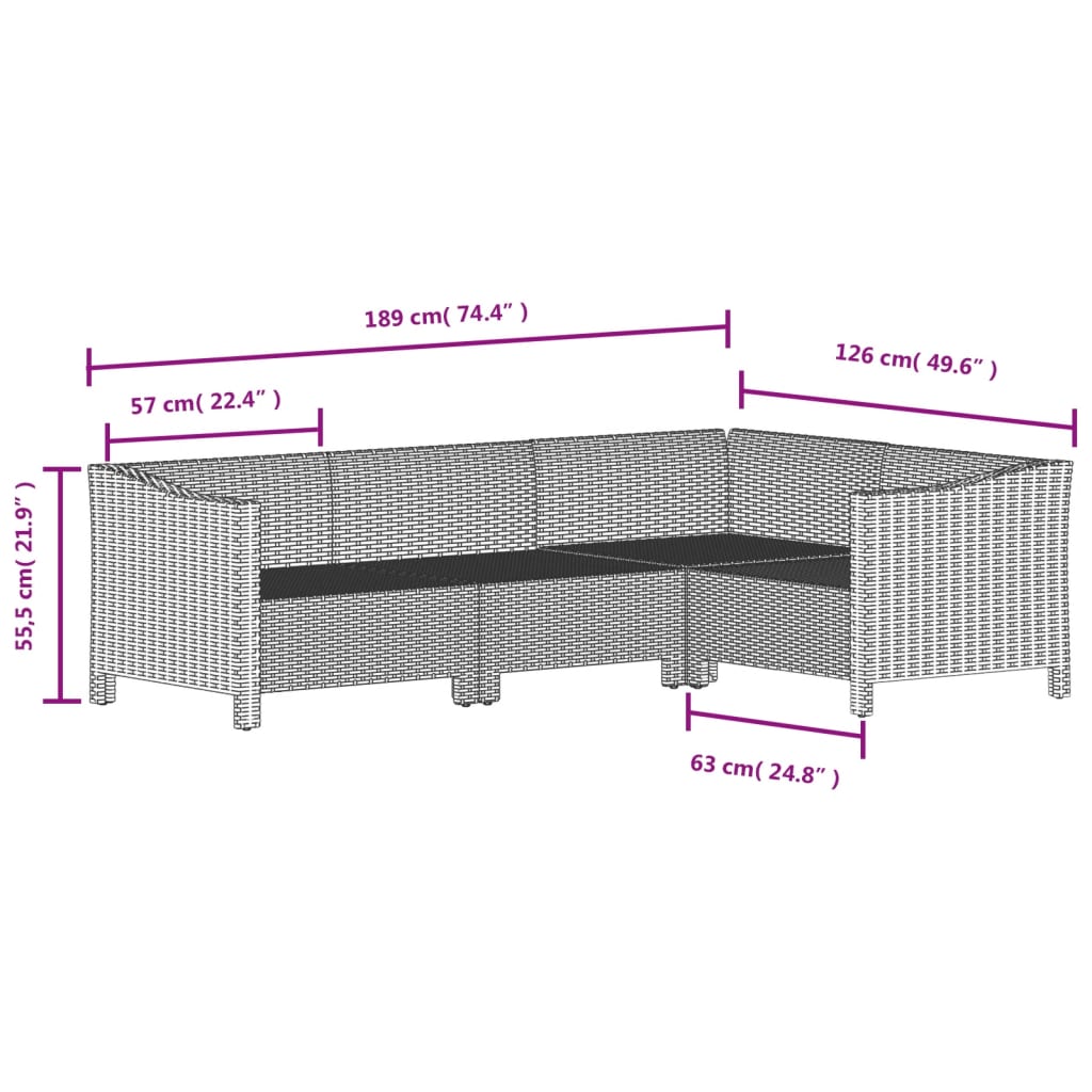7 Piece Garden Lounge Set with Cushions Grey Poly Rattan