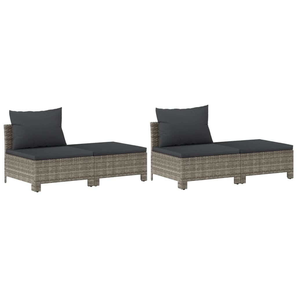 8 Piece Garden Lounge Set with Cushions Grey Poly Rattan