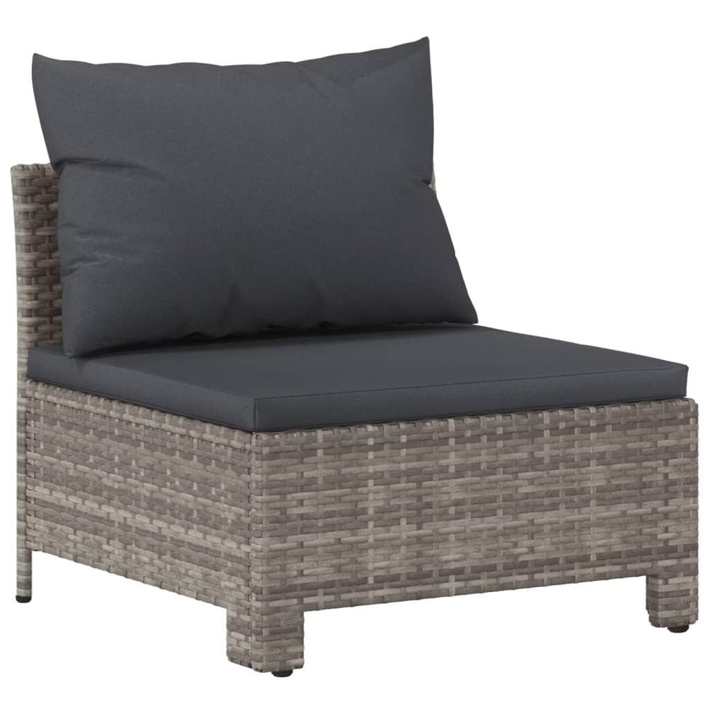 9 Piece Garden Lounge Set with Cushions Grey Poly Rattan