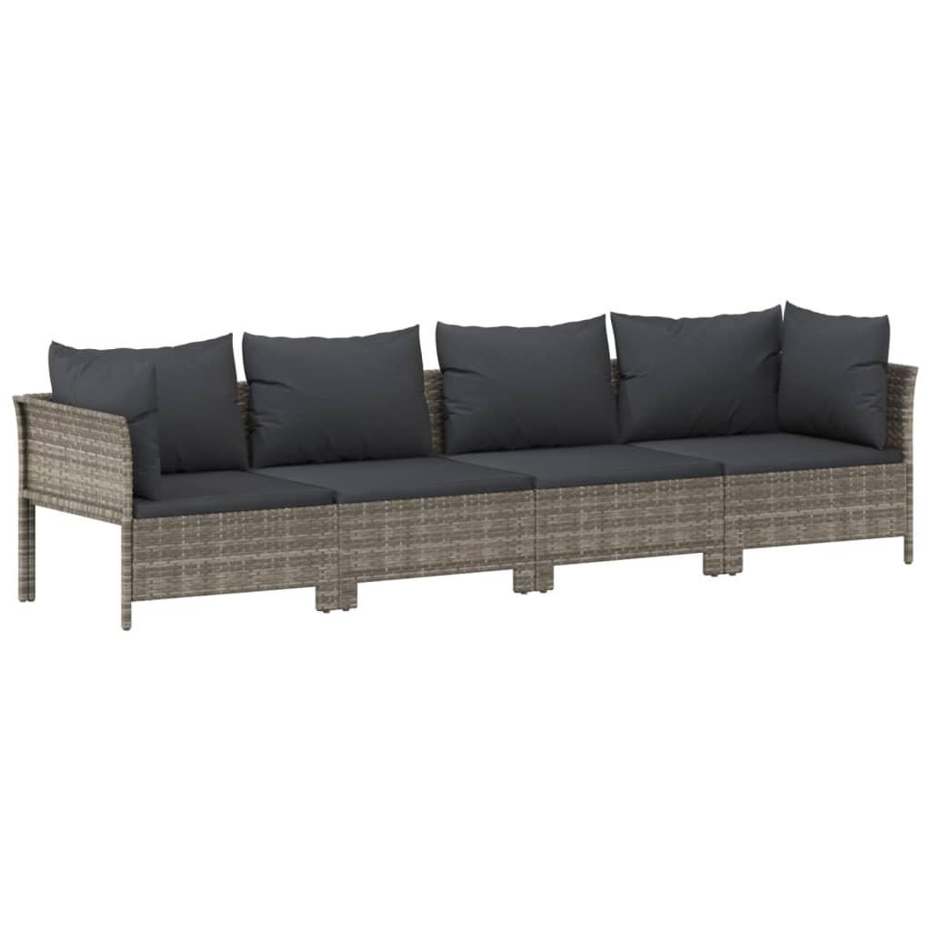 10 Piece Garden Lounge Set with Cushions Grey Poly Rattan