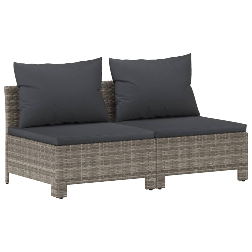 10 Piece Garden Lounge Set with Cushions Grey Poly Rattan