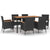 7 Piece Garden Dining Set with Cushions Black Poly Rattan