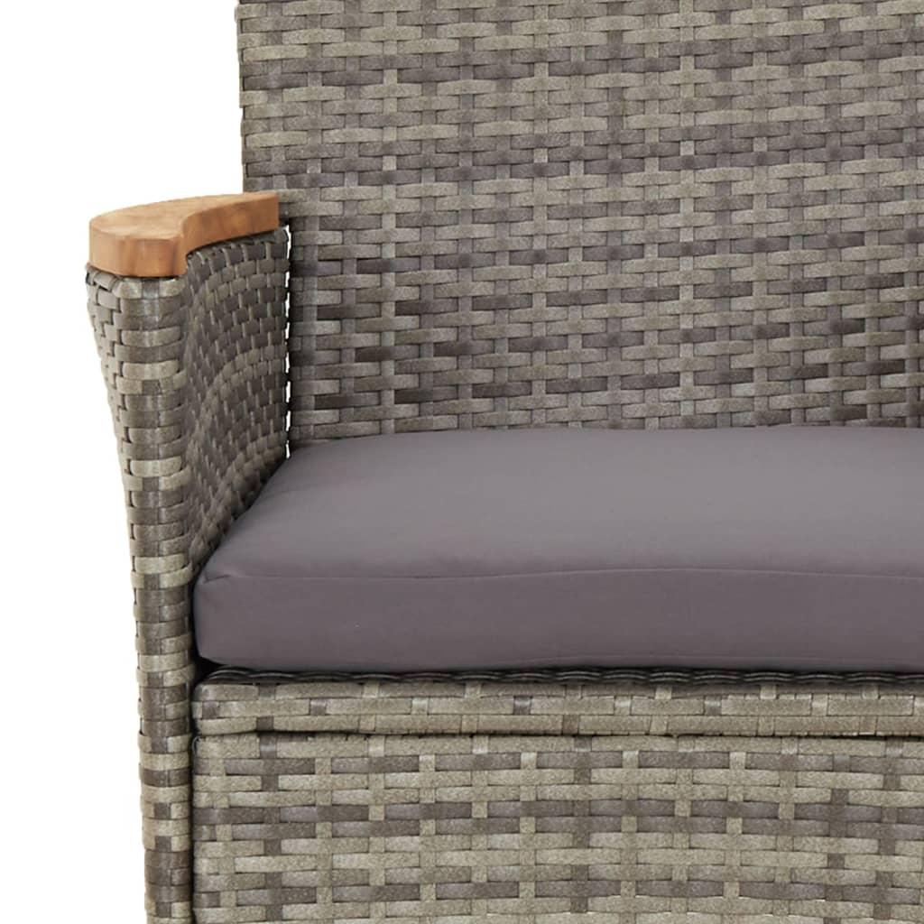 3 Piece Garden Dining Set with Cushions Grey Poly Rattan