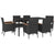 7 Piece Garden Dining Set with Cushions Black Poly Rattan