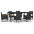 7 Piece Garden Dining Set with Cushions Black Poly Rattan