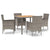 5 Piece Garden Dining Set with Cushions Grey Poly Rattan