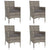 5 Piece Garden Dining Set with Cushions Grey Poly Rattan