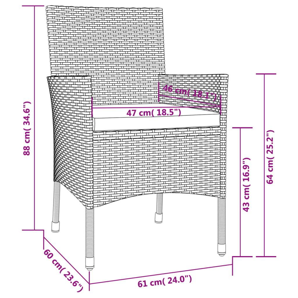 5 Piece Garden Dining Set with Cushions Grey Poly Rattan