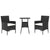 3 Piece Garden Bistro Set with Cushions Black Poly Rattan