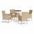 5 Piece Garden Bistro Set with Cushions Beige Poly Rattan