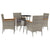 5 Piece Garden Bistro Set with Cushions Grey Poly Rattan