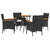 5 Piece Garden Bistro Set with Cushions Black Poly Rattan