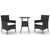 3 Piece Garden Bistro Set with Cushions Black Poly Rattan