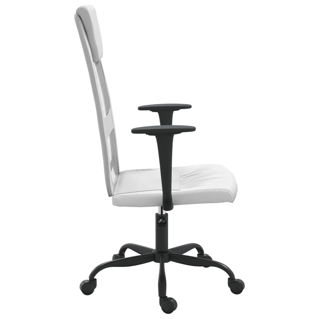 Office Chair Height Adjustable White Mesh Fabric and Faux Leather