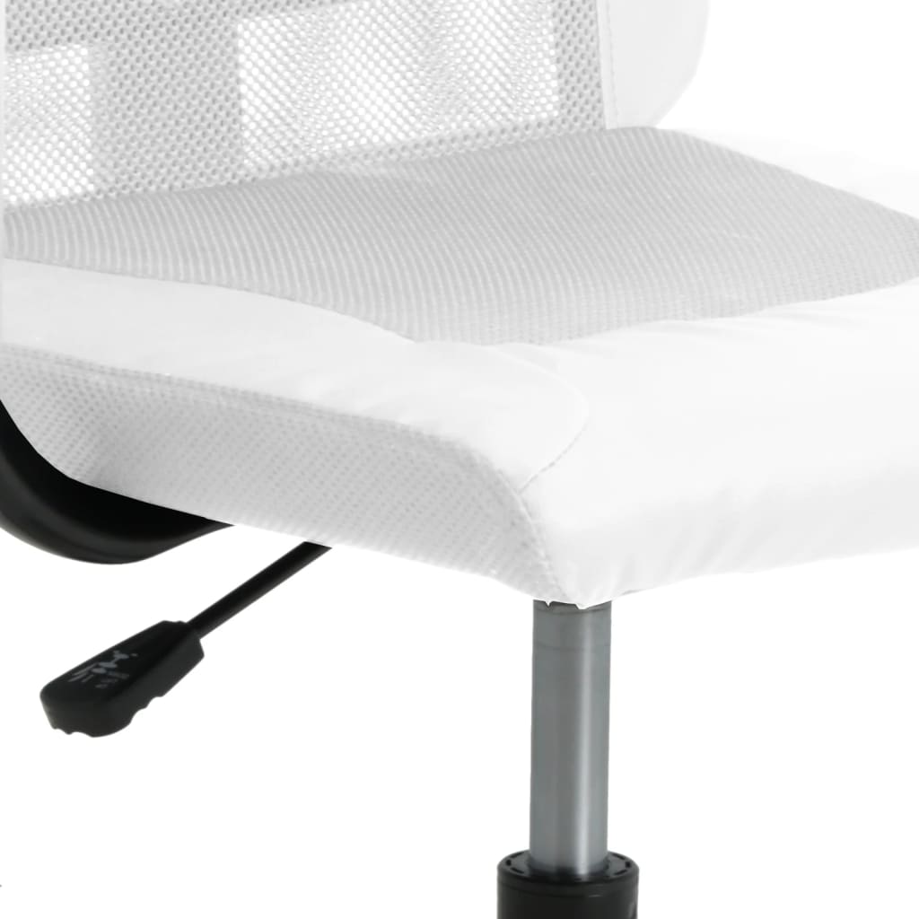 Office Chair Height Adjustable White Mesh Fabric and Faux Leather