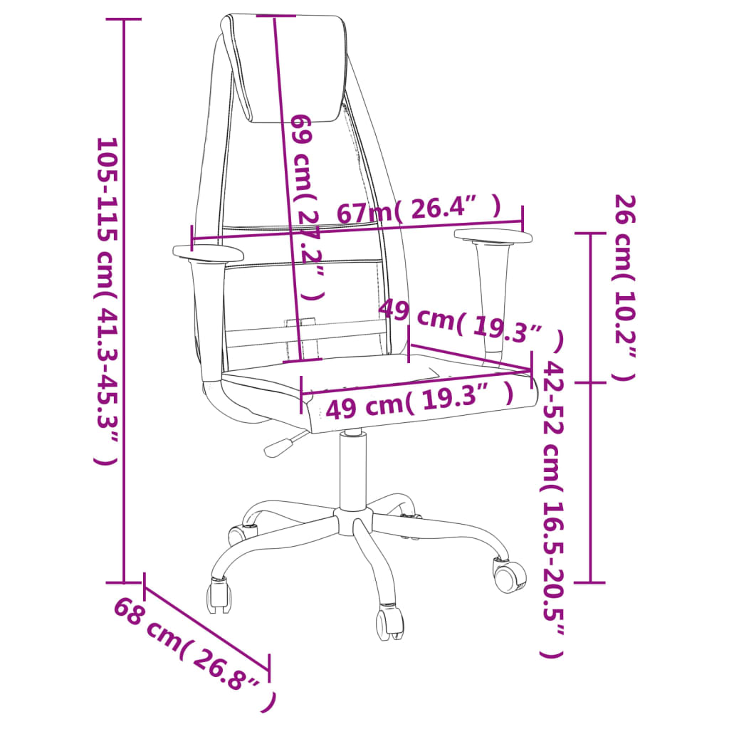 Office Chair Height Adjustable White Mesh Fabric and Faux Leather