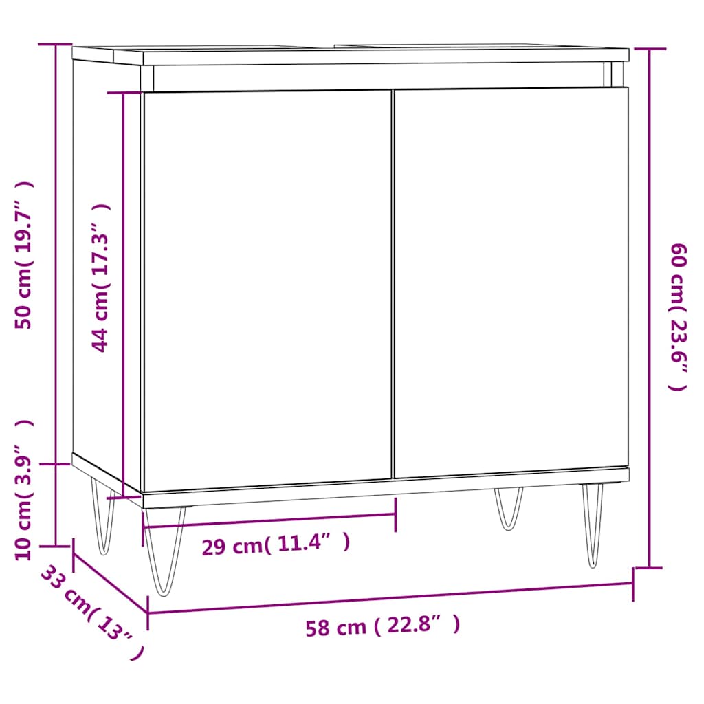 Bathroom Cabinet Black 58x33x60 cm Engineered Wood