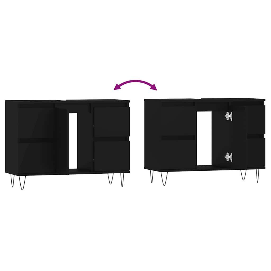 Bathroom Cabinet Black 80x33x60 cm Engineered Wood