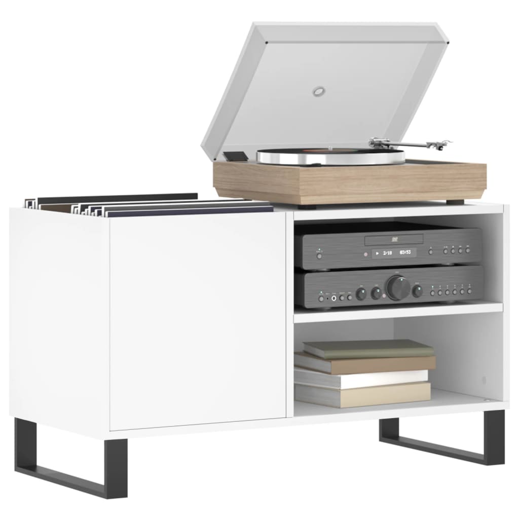Record Cabinet White 85x38x48 cm Engineered Wood