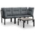 4 Piece Garden Lounge Set Black and Grey Poly Rattan