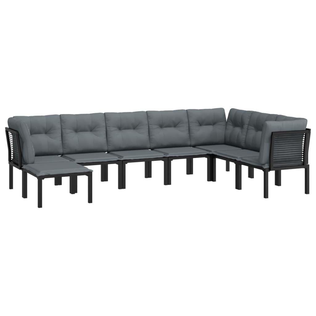 8 Piece Garden Lounge Set Black and Grey Poly Rattan