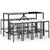 9 Piece Garden Bar Set with Cushions Black Poly Rattan