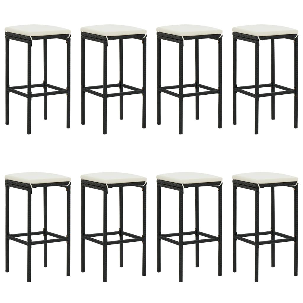 9 Piece Garden Bar Set with Cushions Black Poly Rattan