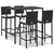 5 Piece Outdoor Bar Set with Cushions Black Poly Rattan