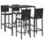 5 Piece Outdoor Bar Set with Cushions Black Poly Rattan