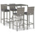 5 Piece Outdoor Bar Set with Cushions Grey Poly Rattan