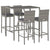 5 Piece Outdoor Bar Set with Cushions Grey Poly Rattan