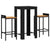 3 Piece Garden Bar Set Black Poly Rattan&Solid Wood Acacia