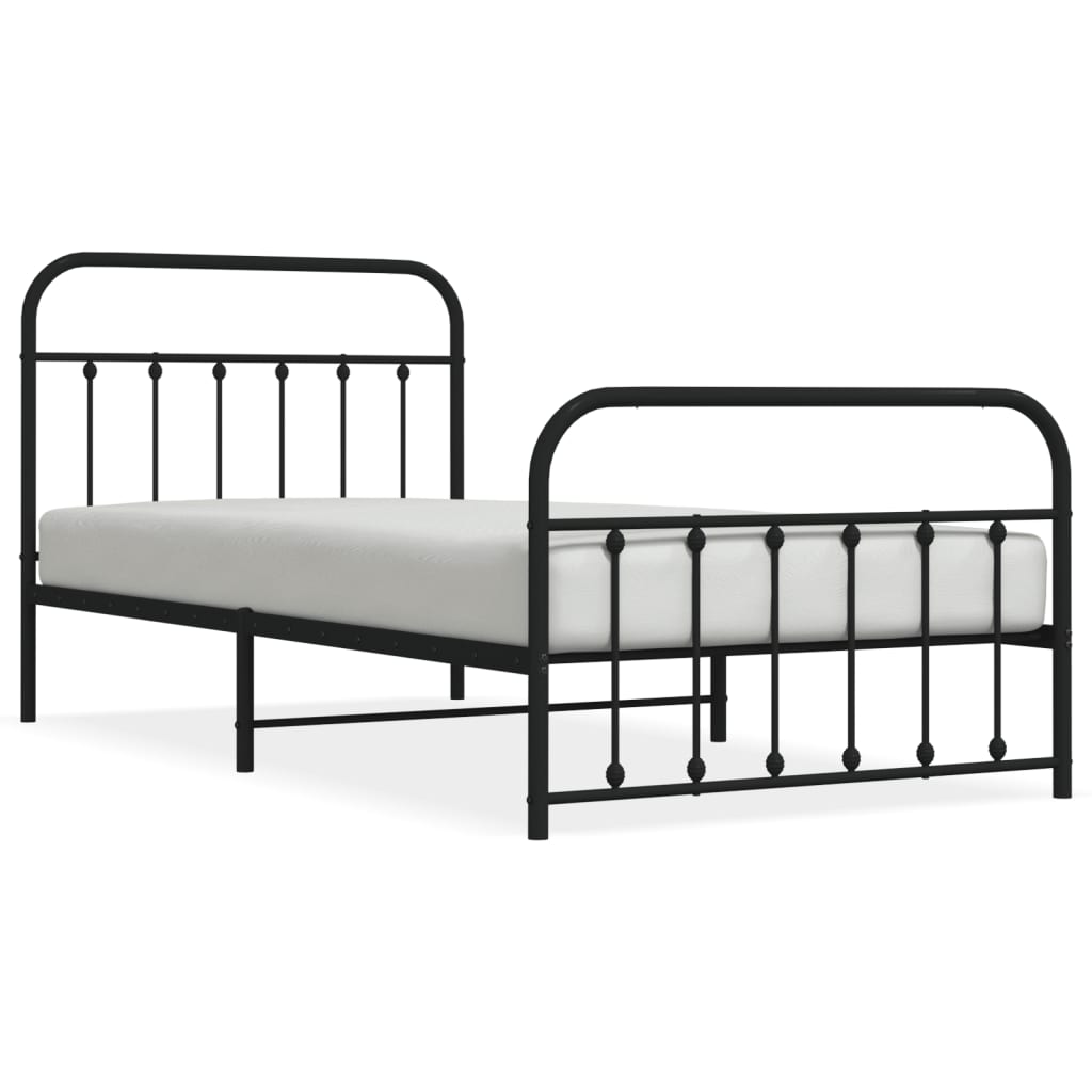 Metal Bed Frame without Mattress with Footboard Black 107x203 cm King Single