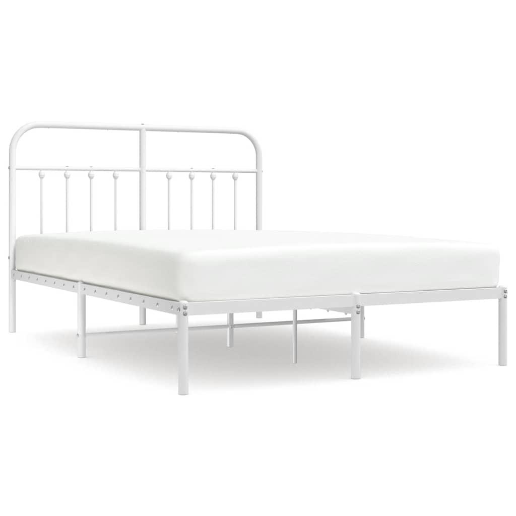 Metal Bed Frame without Mattress with Headboard White 150x200 cm