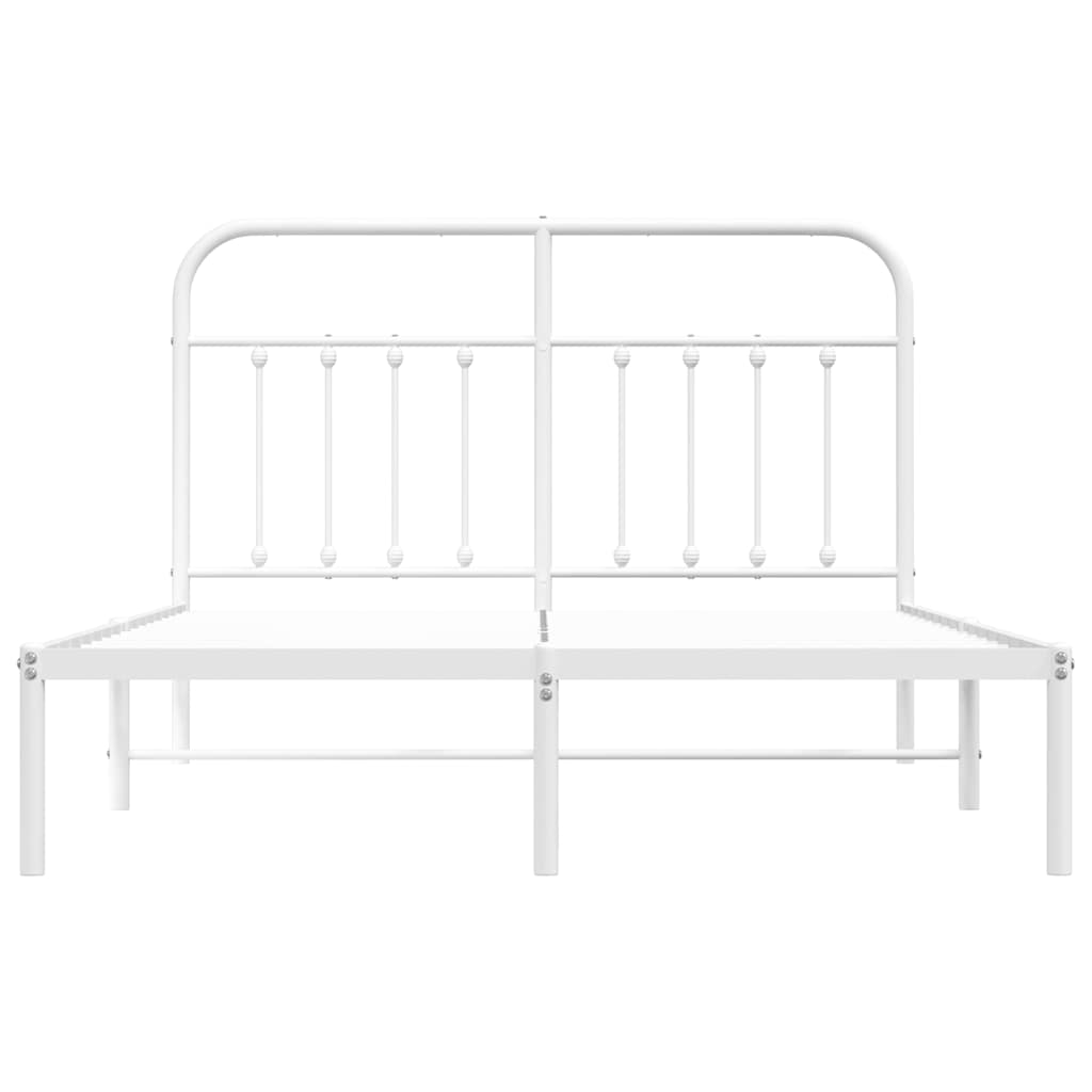 Metal Bed Frame without Mattress with Headboard White 150x200 cm