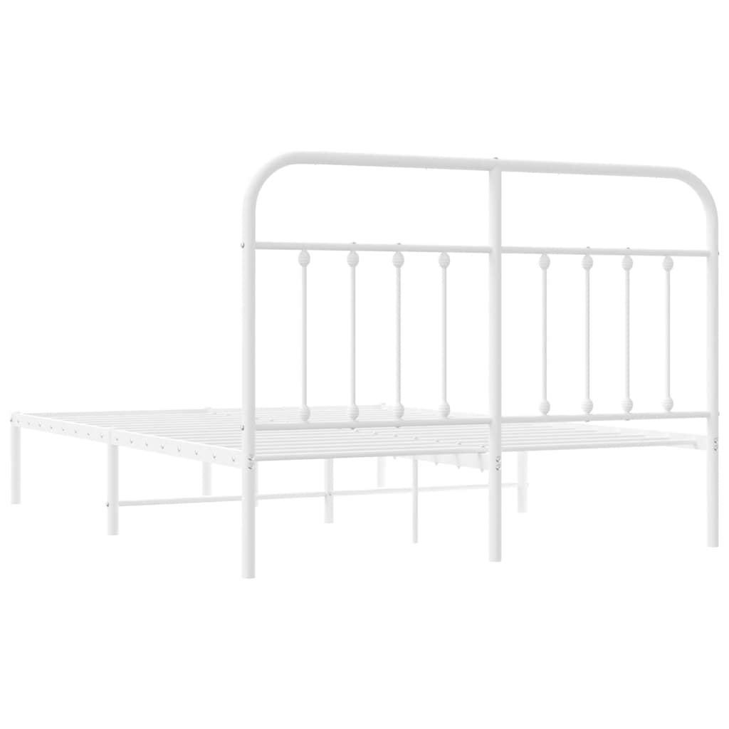 Metal Bed Frame without Mattress with Headboard White 150x200 cm
