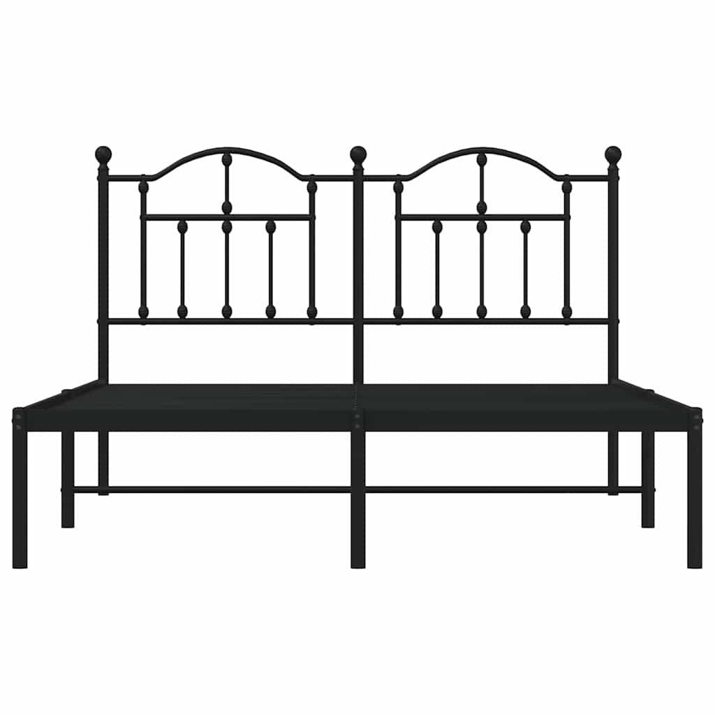 Metal Bed Frame without Mattress with Headboard Black 135x190 cm
