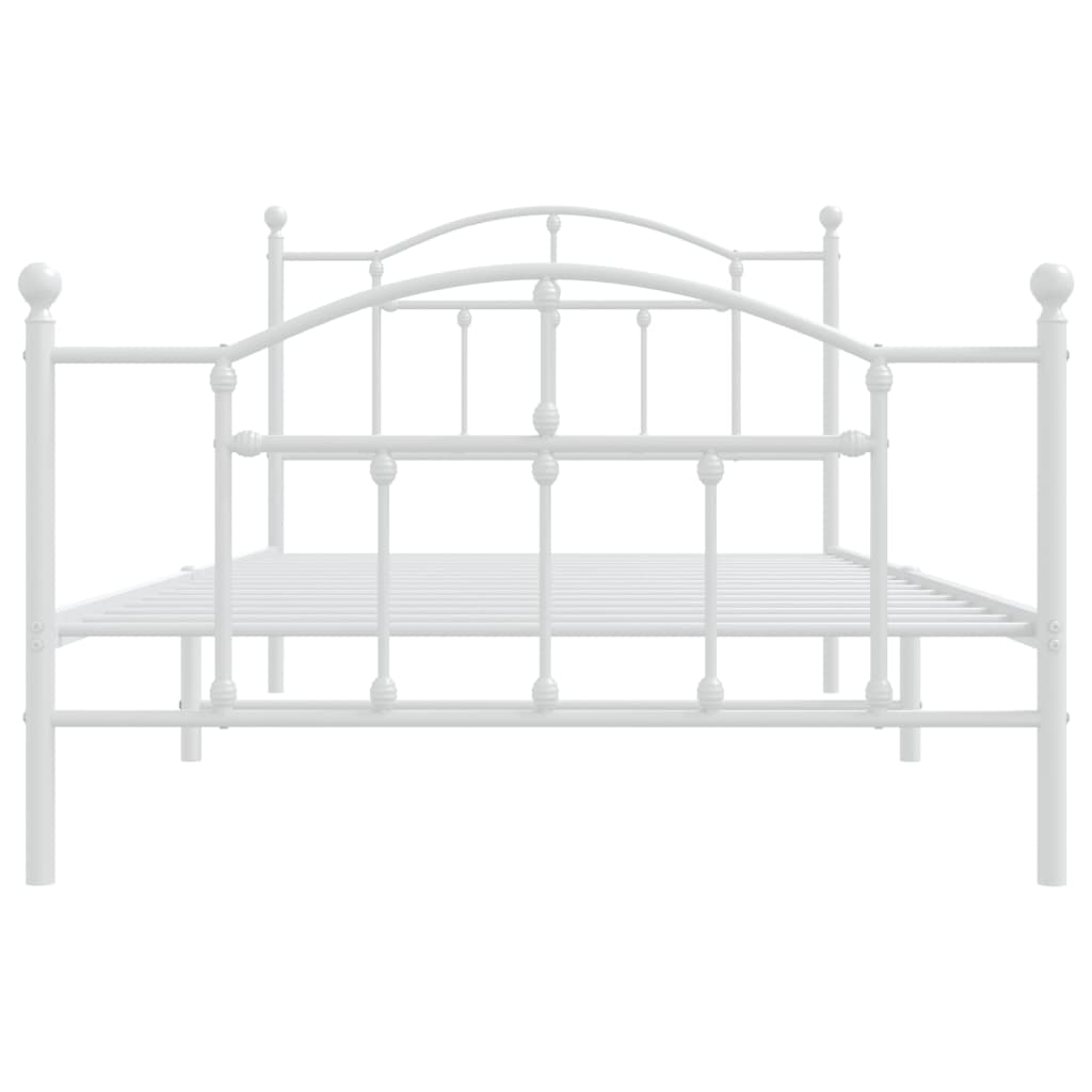 Metal Bed Frame without Mattress with Footboard White 107x203 cm King Single