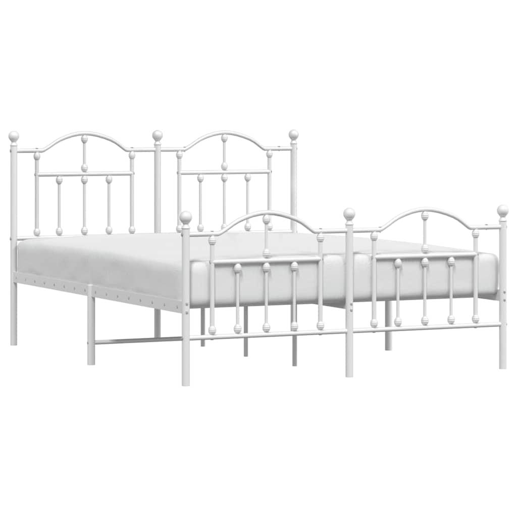 Metal Bed Frame without Mattress with Footboard White 135x190 cm