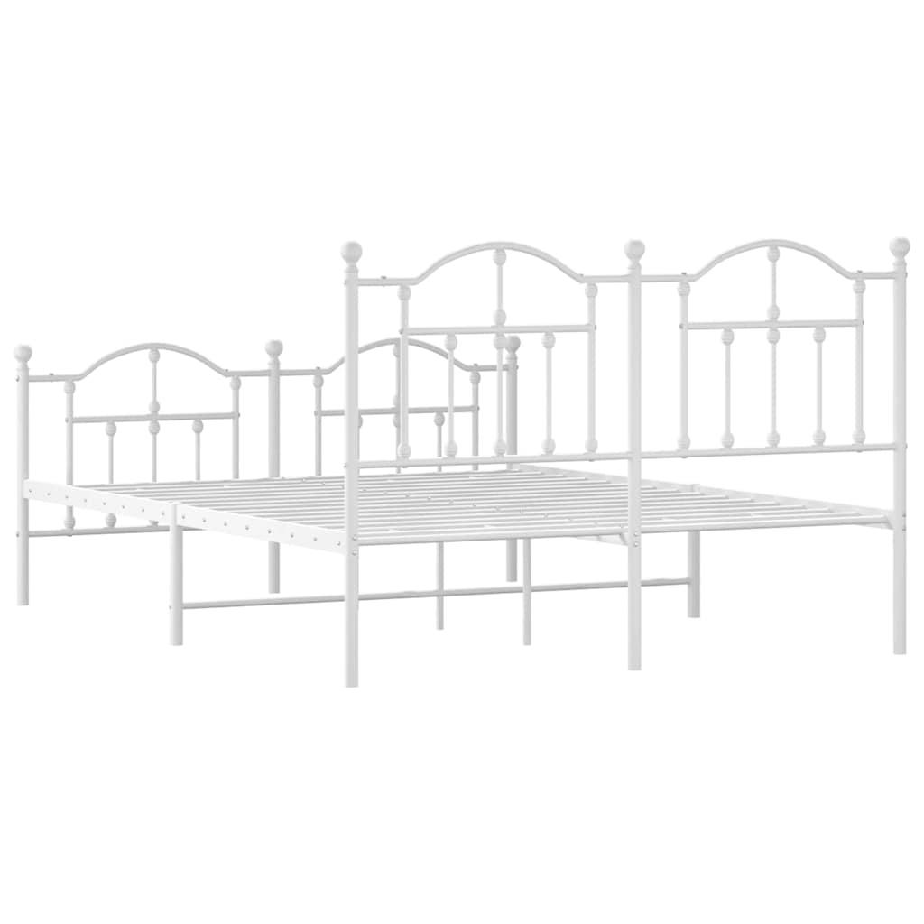 Metal Bed Frame without Mattress with Footboard White 135x190 cm