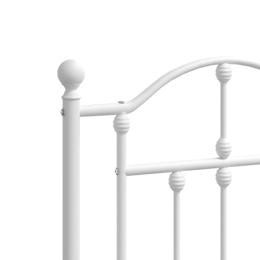 Metal Bed Frame without Mattress with Footboard White 135x190 cm