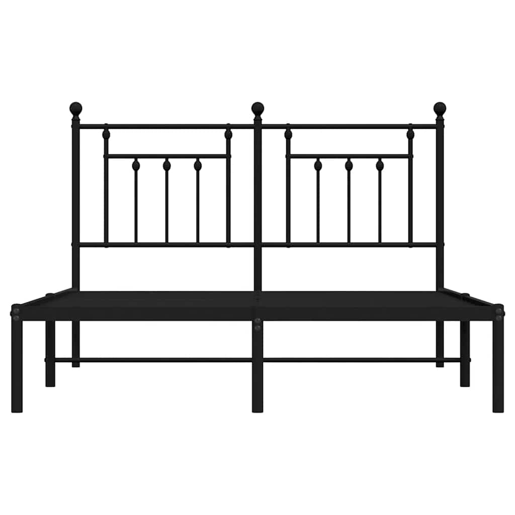 Metal Bed Frame without Mattress with Headboard Black 150x200 cm