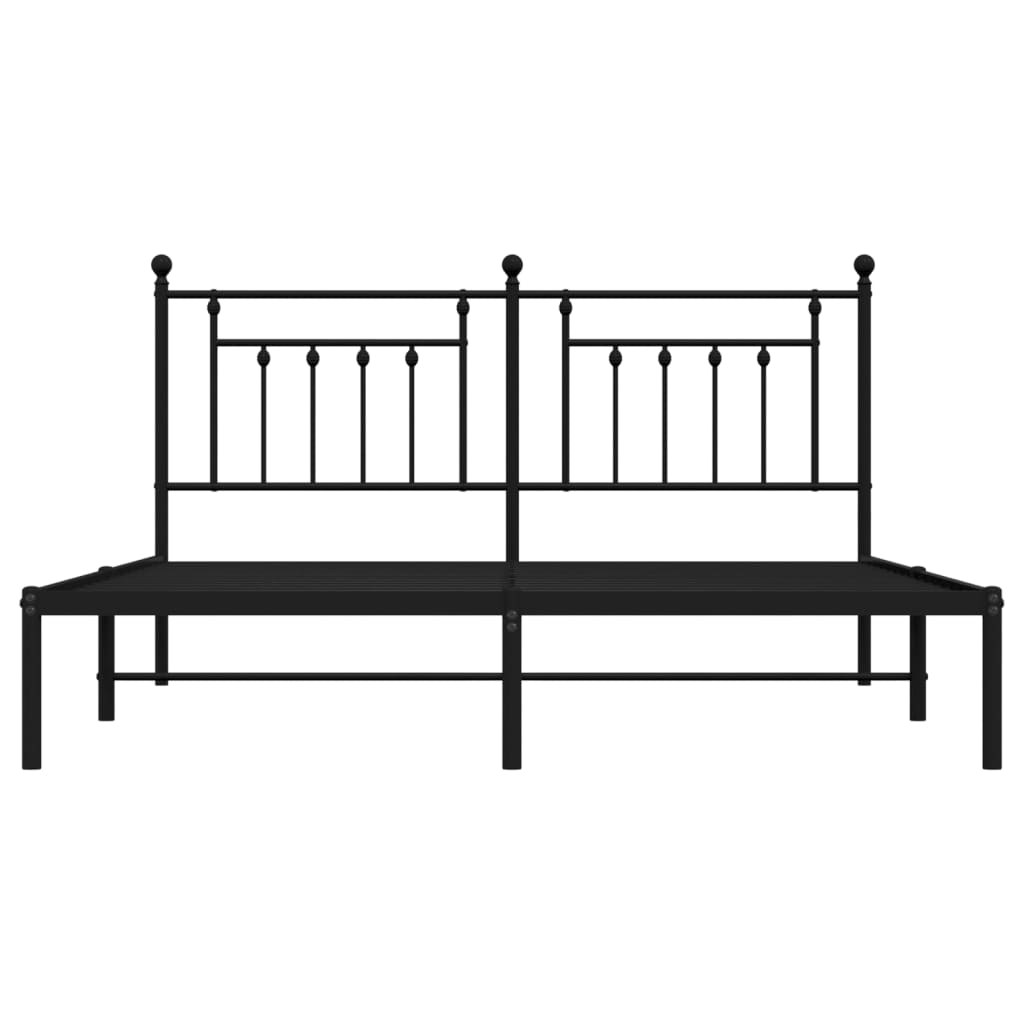 Metal Bed Frame without Mattress with Headboard Black 183x203 cm King