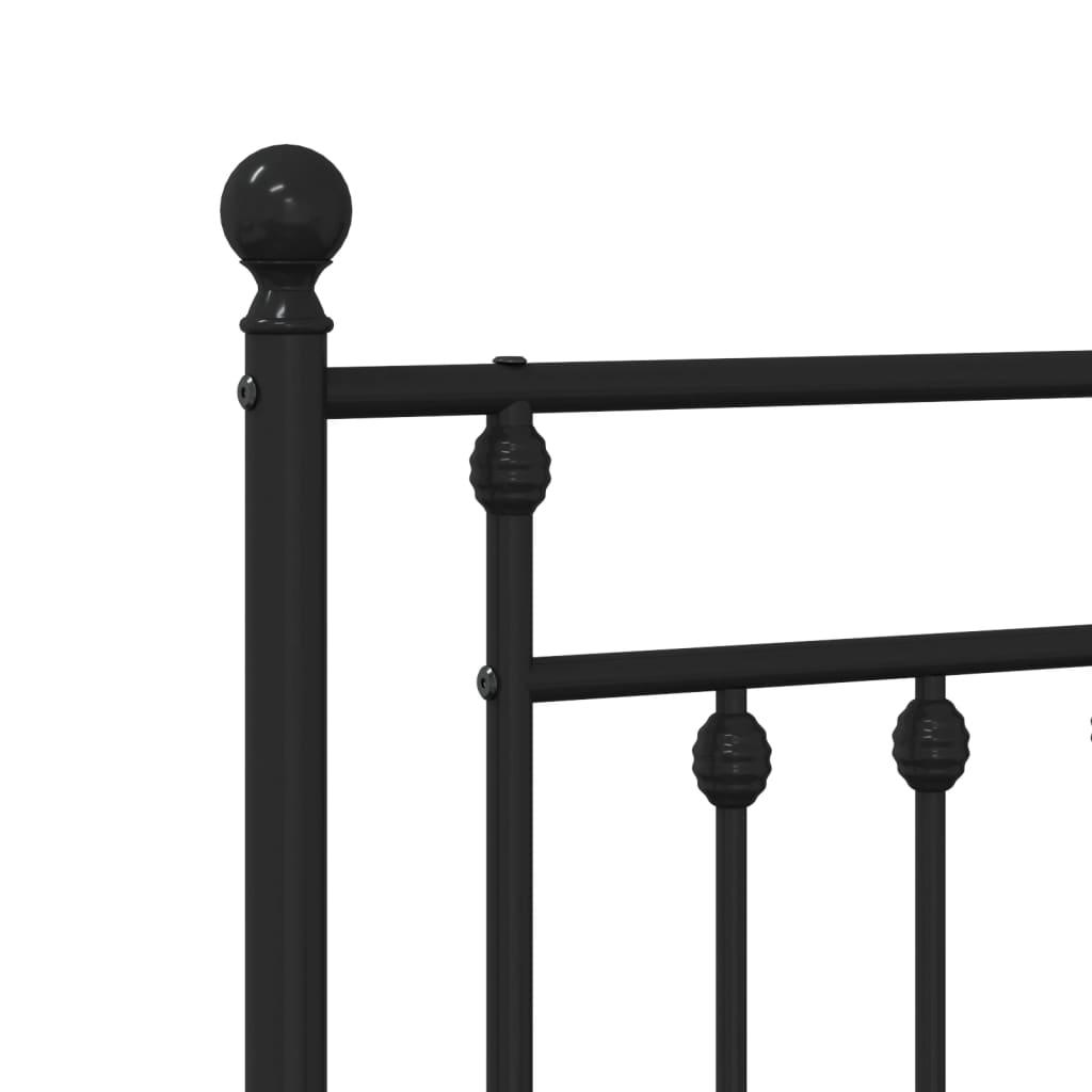 Metal Bed Frame without Mattress with Footboard Black 90x190 cm