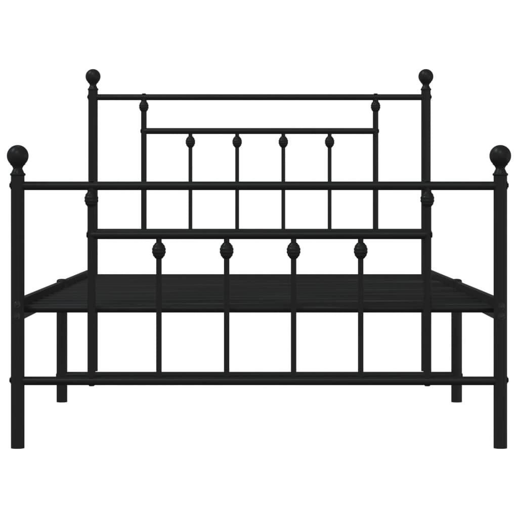 Metal Bed Frame without Mattress with Footboard Black 107x203 cm King Single