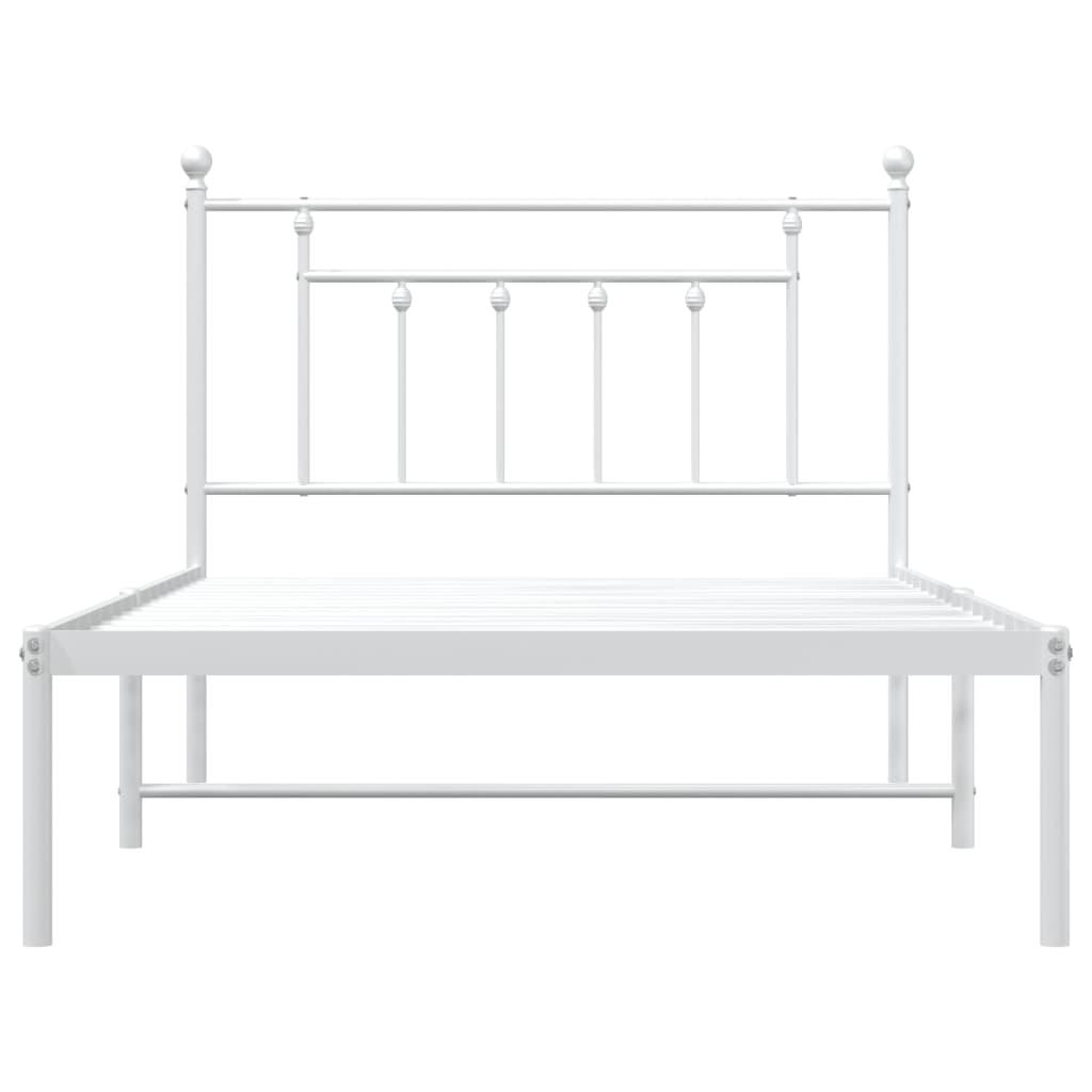 Metal Bed Frame without Mattress with Headboard White 107x203 cm King Single